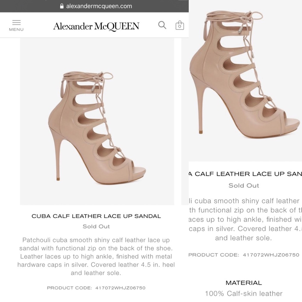Alexander McQueen leather lace up sandal